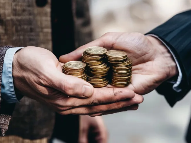 Hands holding money